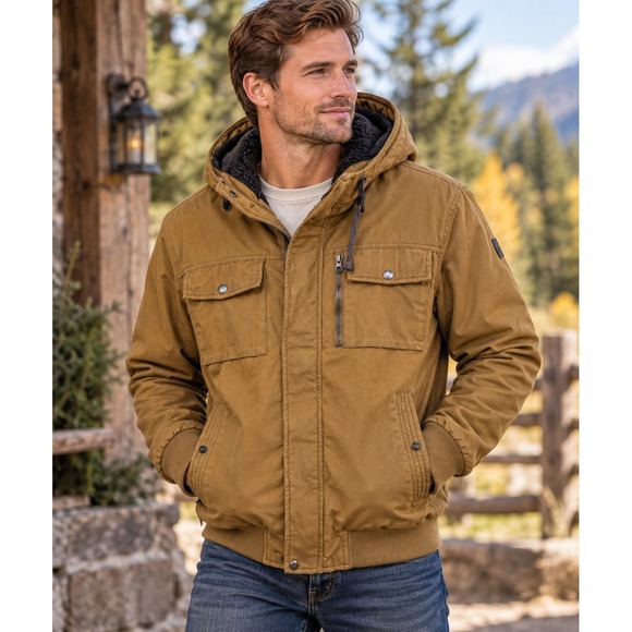 Hawke & Co Other - Hawke & Co Men's L Brown Sherpa Lined Hooded Jacket Rugged Workwear Gorpcore